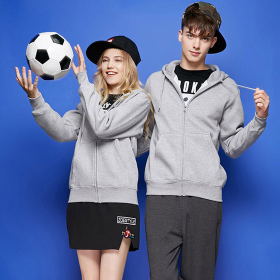 K2 Jiaying Youwei 04EC 01 330gCVC brushed zipper hooded long-sleeved group sweater overalls custom words