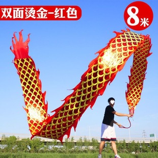 Beginner's Colorful Dragon Dance with Dragon Body, Square Adult Middle-Aged and Elderly Colorful Dragon with Ball and Ribbon Program for Fitness and Hot Stamping