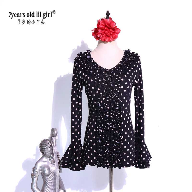 Flamenco Flamenco Dance Spanish Dance Italian Chiffon Ruffle Sleeve Top Hot Sale Gll09