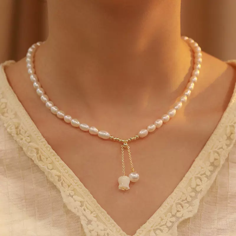 推荐设计手作饰品珍珠项链女式2021年新款小众感锁骨链