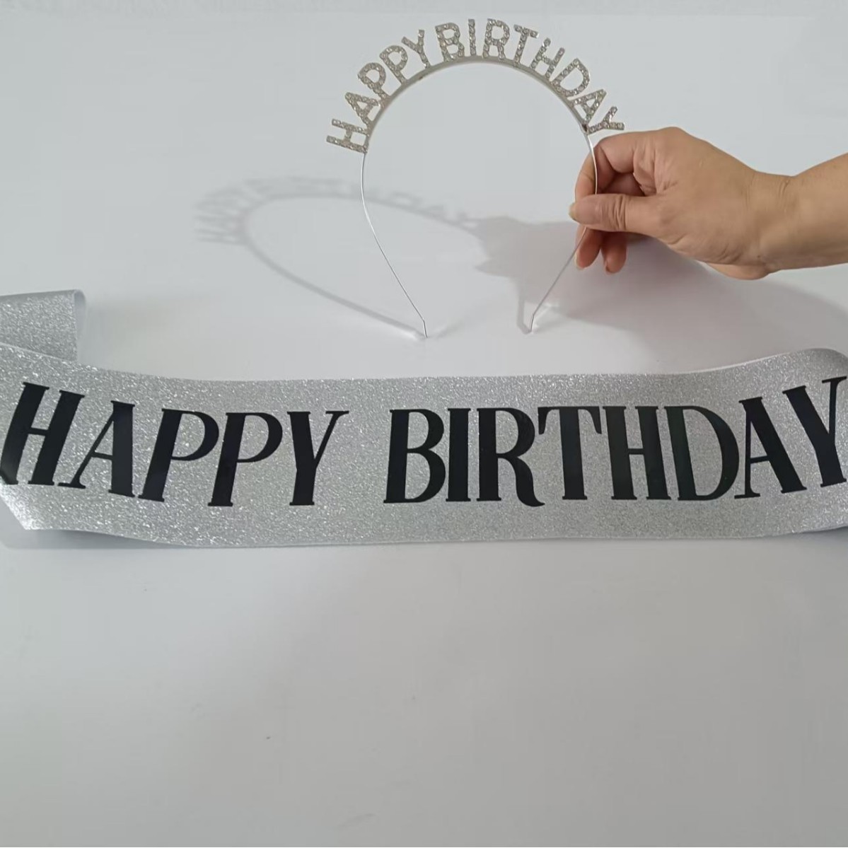 Cinta brillante para fiesta de cumpleaños, banda de cumpleaños, cinta de etiqueta, letras doradas, decoración de fiesta, diadema al por mayor