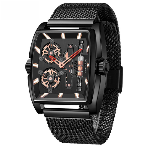 MINI FOCUS Watch Fashion Men's Quartz Watch with Waterproof Net Strap Men's Watch 0322G