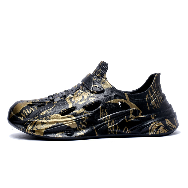 2025 zapatos de verano para hombres con agujeros de altura, nuevas zapatillas de playa de suela blanda antideslizantes y desodorantes, sandalias y zapatillas deportivas de suela gruesa