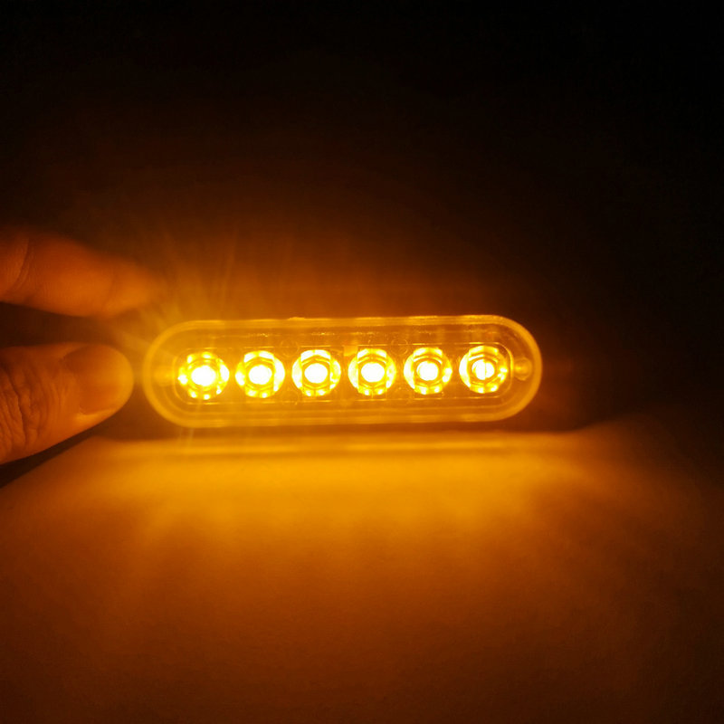 Hot-selling car led 6 light ultra-thin warning light side 12-24v work light day running light always bright turn signal