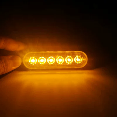 Hot-selling car led 6 light ultra-thin warning light side 12-24v work light day running light always bright turn signal (Dönmə işıqları) - yellow