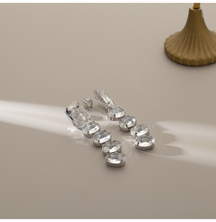 Daily, Date Occasion 1 Pair Elegant Geometric Plating Copper Imitation Crystal Drop Earrings Ear Cuffs