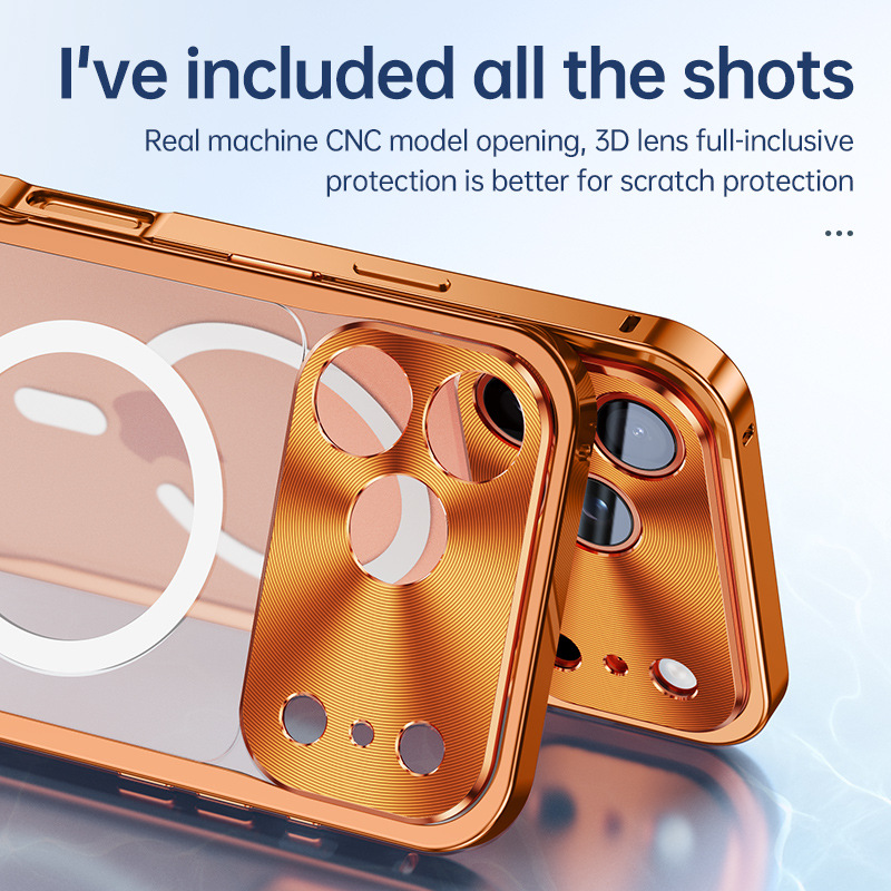 Funda para iPhone 17 Pro Max con hebilla magnética de caballito de mar, marco metálico para Apple 16, lente con cobertura total, 15 unidades