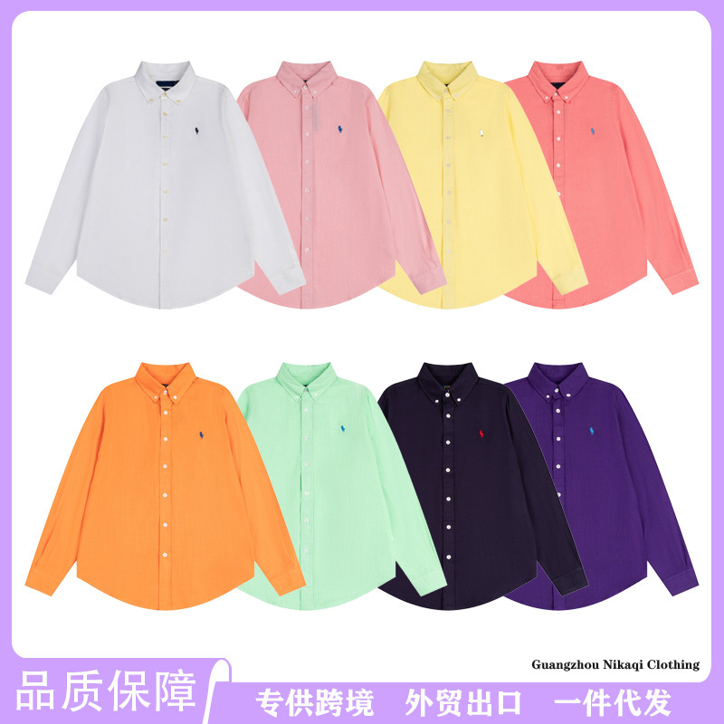 Can Be Scanned for Code/High-Quality Ralph Lauren Linen Shirt with Pony Logo, Comfortable, Breathable, Skin-Friendly, Versatile, Turn-Down Collar Cardigan Can Be Scanned for Code/High-Quality Ralph Lauren Linen Shirt with Pony Logo, Comfortable, Breathable, Skin-Friendly, Versatile, Turn-Down Collar Cardigan