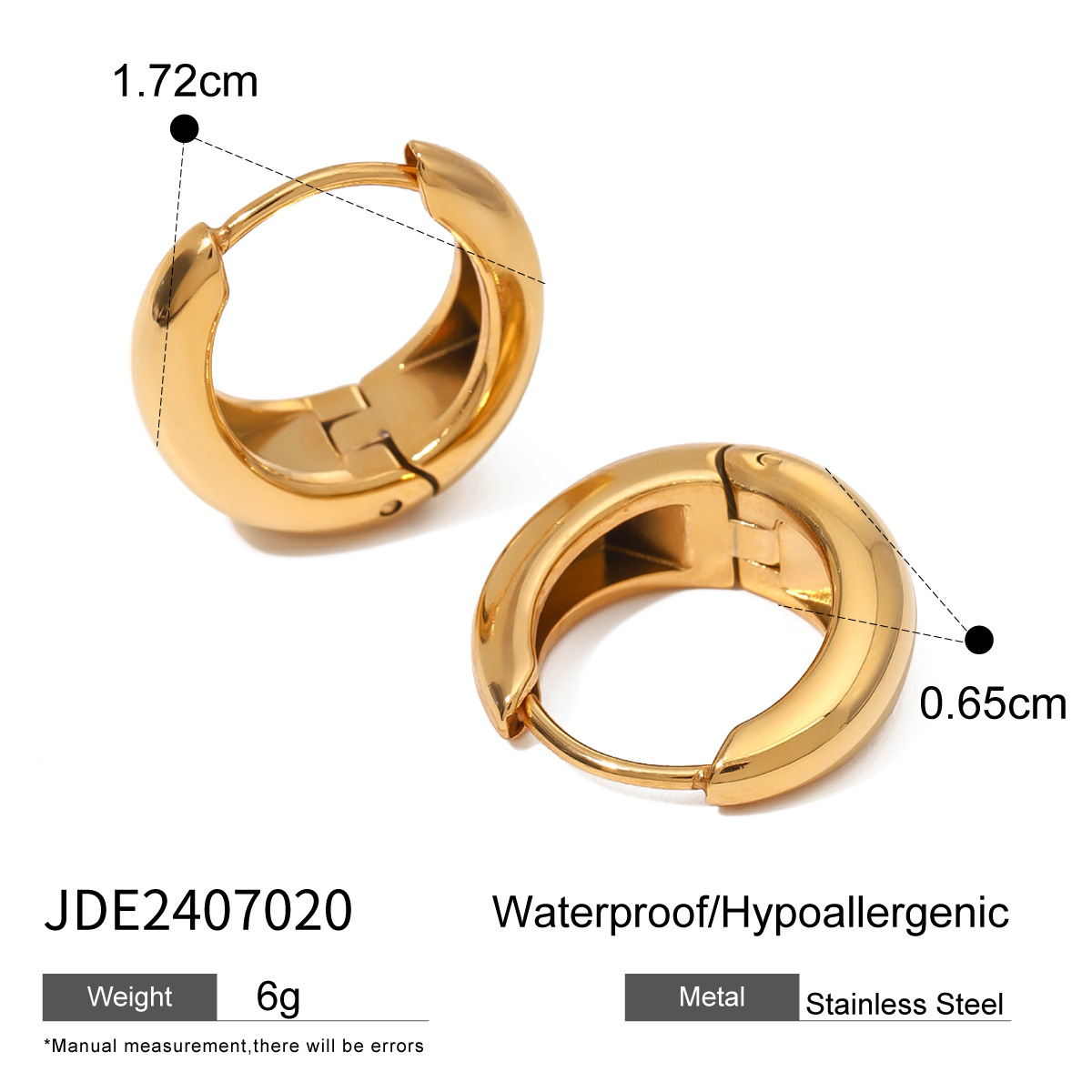 JEDING aretes de círculo de acero inoxidable europeos y estadounidenses aretes de alta calidad 18k de oro titanio aretes de acero joyas de color transfronterizas