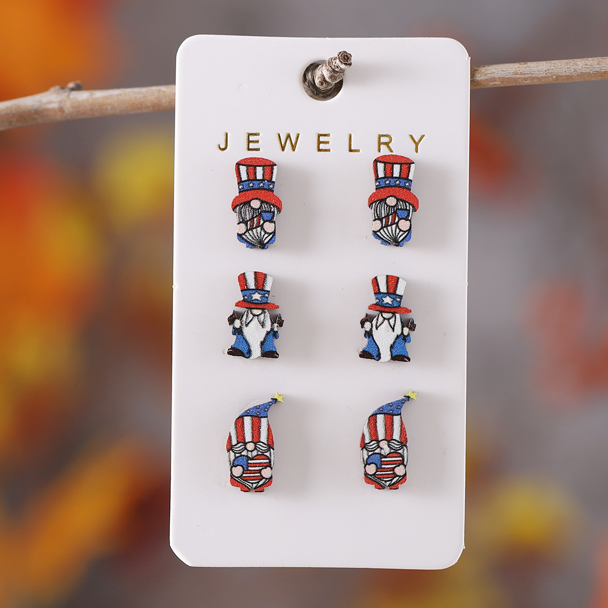1 Set Casual National Flag Doll Wood Ear Studs display picture 5
