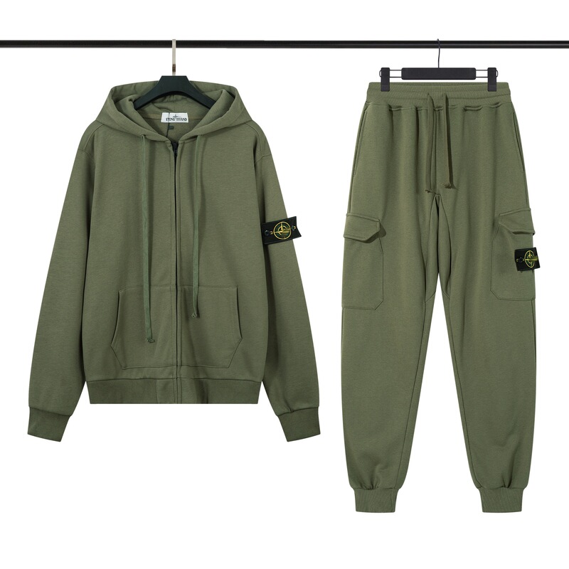 Stone25Ss Cross-Border Trendy Brand Stone Hooded Cardigan Zipper Pants Sweatshirt Sweatpants Sleeve Badge Set Island Stone25Ss Cross-Border Trendy Brand Stone Hooded Cardigan Zipper Pants Sweatshirt Sweatpants Sleeve Badge Set Island