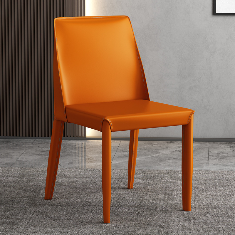 Silla de comedor minimalista italiana para el hogar, mesa y sillas de comedor de restaurante, silla de cuero de diseño con respaldo, silla estilo industrial con alta elasticidad