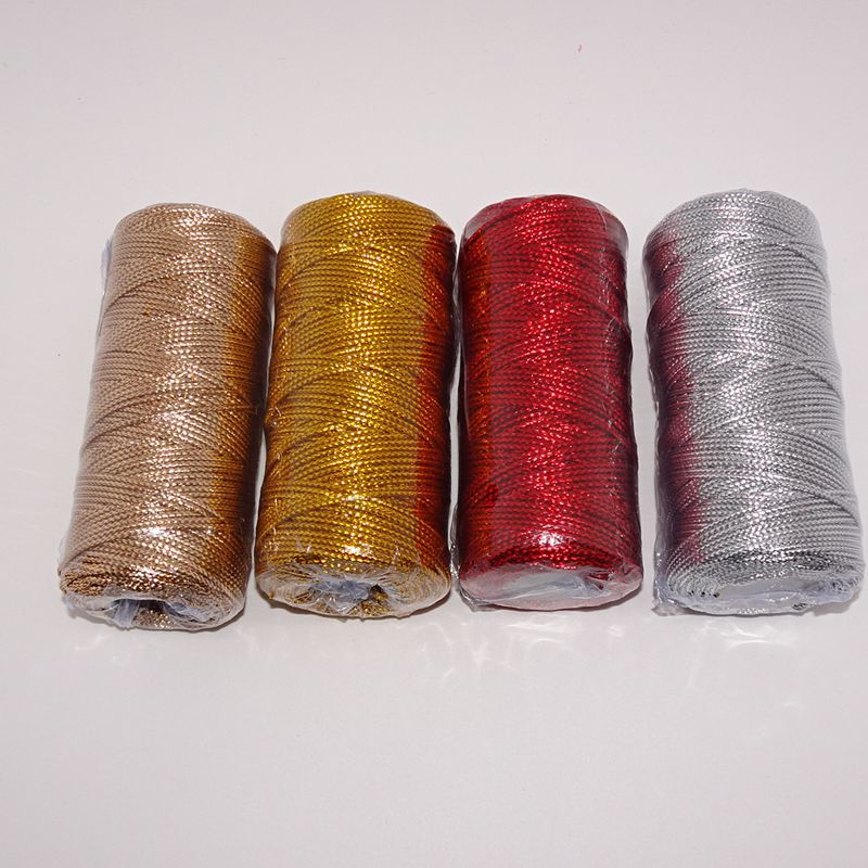 16-Strand oro y plata alambre 1.5mmdiy Etiqueta de alambre hueco plano de alambre de oro ramo de cuerda de encuadernación línea de embalaje de regalo cordón