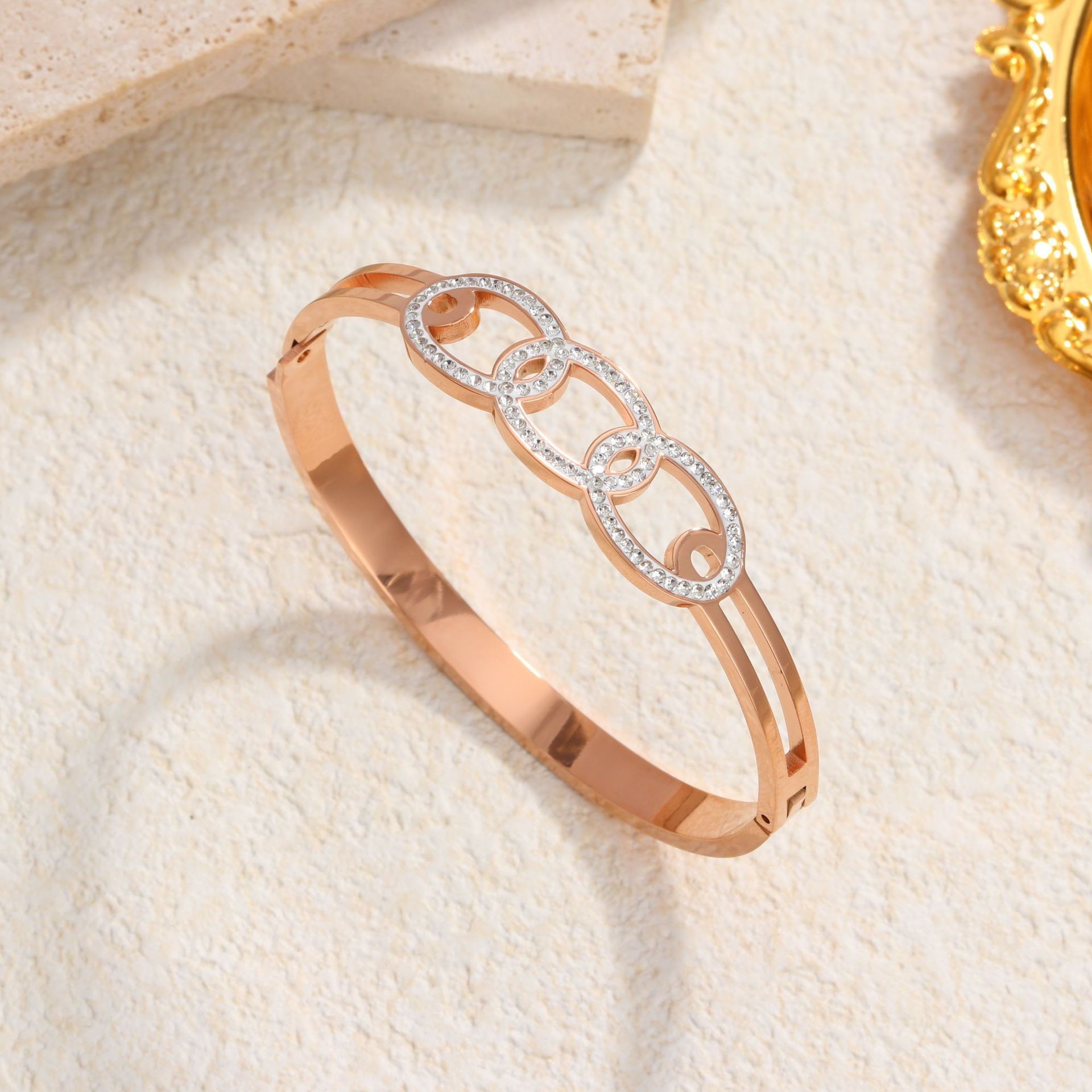 65 쓰리 서클 팔찌 로즈 골드