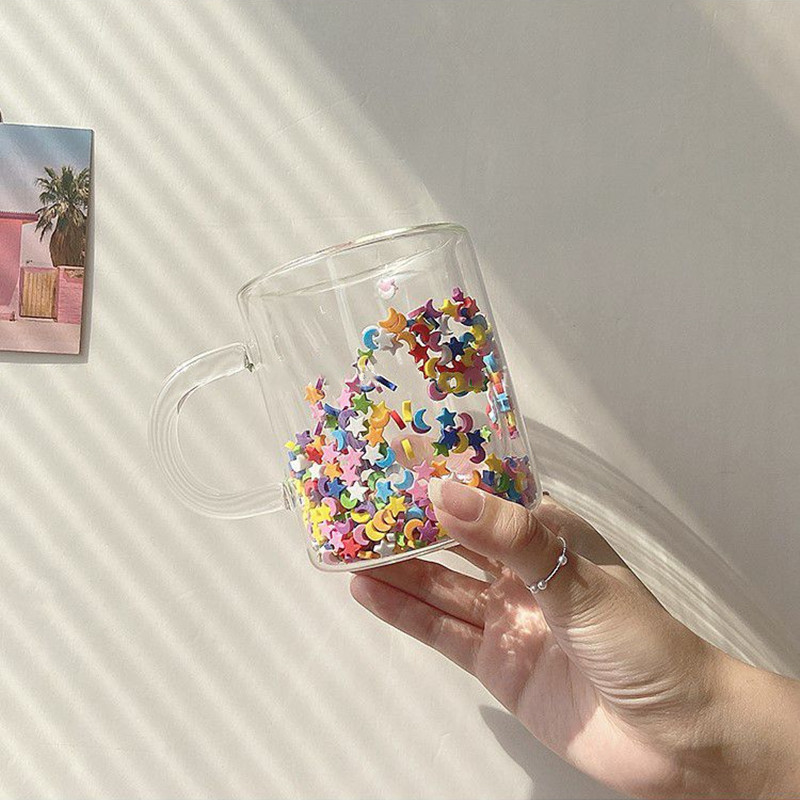 Double Glass Water Cup With Star And Moon Design For Children_voghion.com