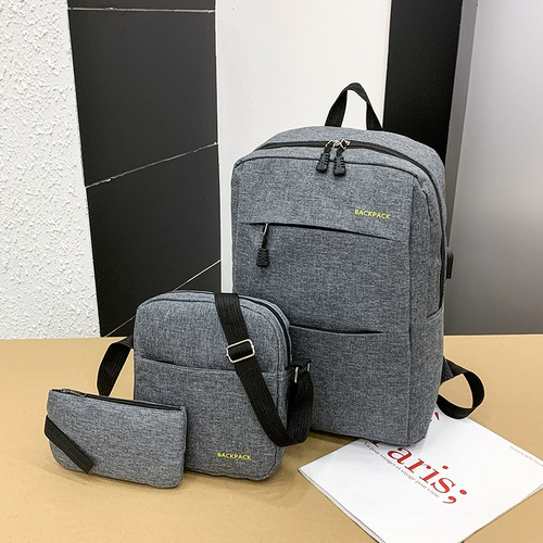 Factory USB Dual Shoulder Bag Set of Three, New Alphabet Casual Unisex Student Laptop Double Shoulder Bag