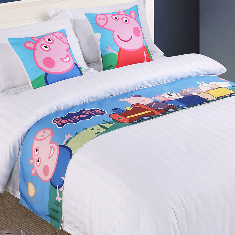 卡通 米奇 米老鼠 賓館酒店布草高檔床尾巾床旗床尾墊床蓋床尾條