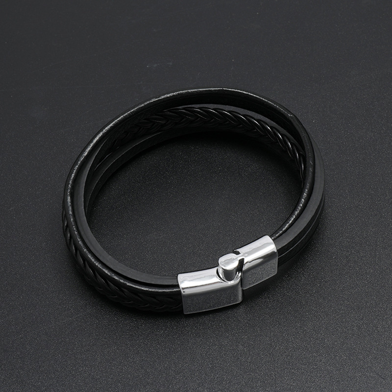 Herren Leder geflochtenes Armband Magnetarmband Retro Schmuck Armband_voghion.com