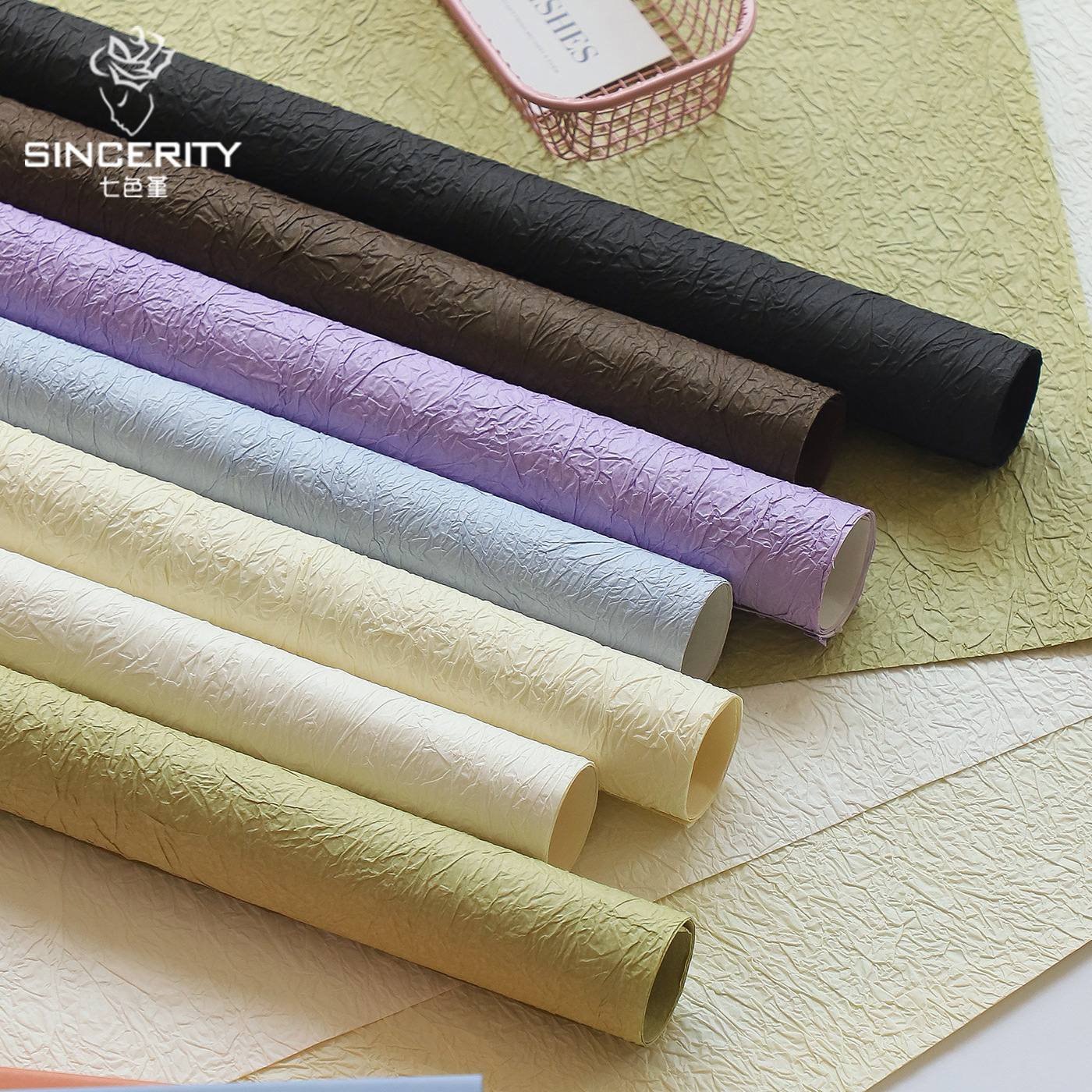 Siete colores cordier pequeña serie de papel de piedra sin cortar papel de embalaje de flores de alta calidad material floral florista floral
