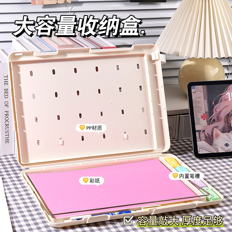 Estilo ins Morandi color dormitorio almacenamiento archivo caja A4 transparente CAJA DE INFORMACIÓN PP plástico cosméticos papelería caja