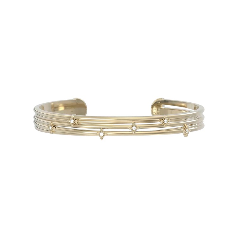 Three Horizontal Lines Titanium Gold Iris Four-Flower Entwined Bracelet French Retro Designer Style Light Luxury Women's Jewelry Three Horizontal Lines Titanium Gold Iris Four-Flower Entwined Bracelet French Retro Designer Style Light Luxury Women's Jewelry