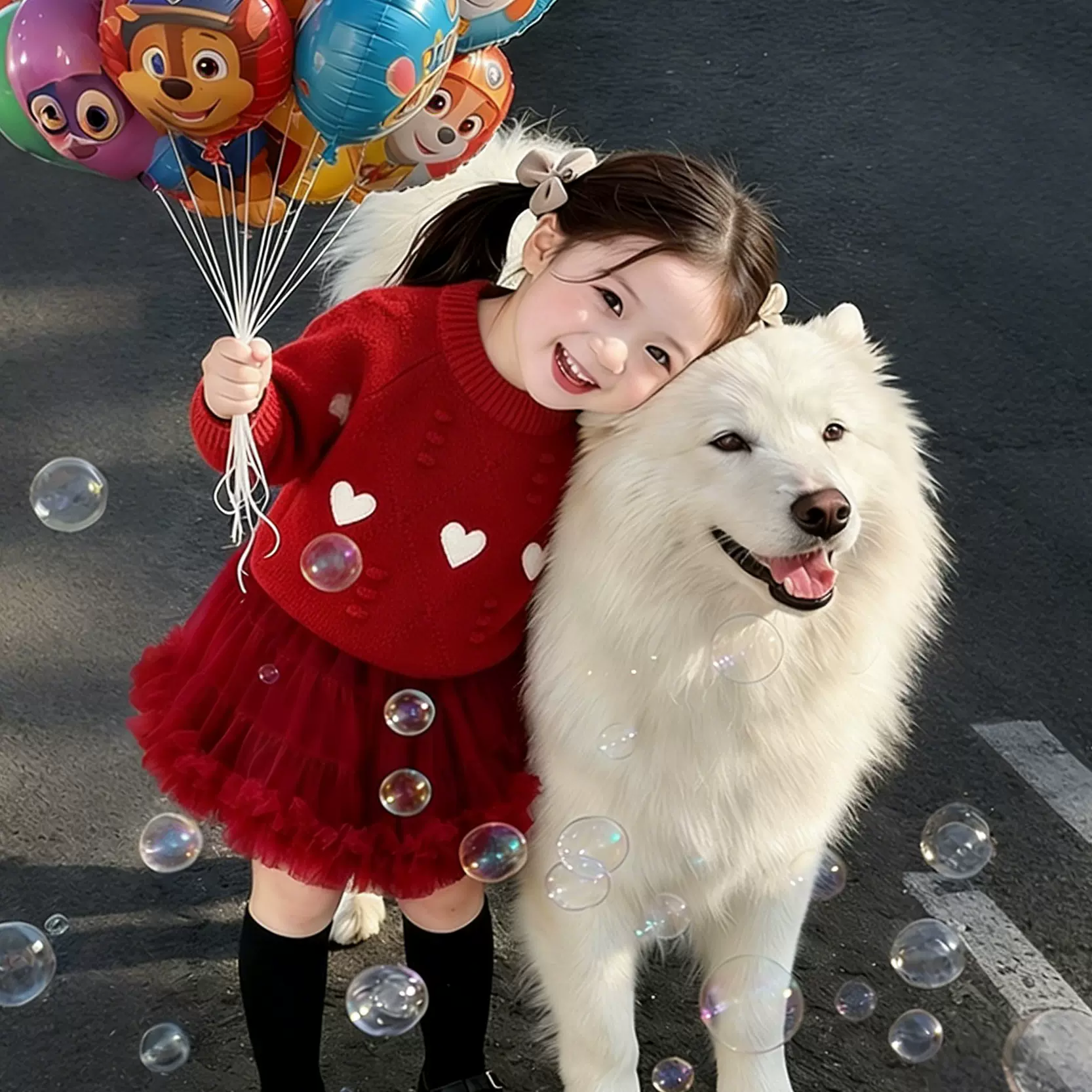 女童毛衣新款秋冬新款爱心刺绣针织上衣女宝宝喜气保暖毛衣打底衫