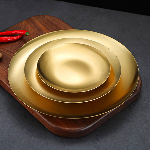 304 Korean stainless steel bowl barbecue tableware soft light gold plate snack plate barbecue plate spoon rice bowl ramen bowl
