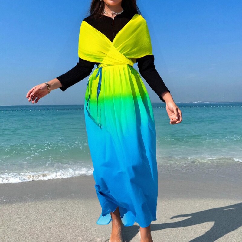 2025 Cross-border Yamalin Swimwear Women's European and American Fashion Simple Design Saxony Moose Gradient Conservative Surfer