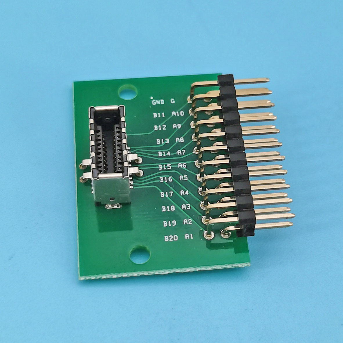 原厂现货USB3.1 TYPE E 20P母座带板带排针测试治具KEY A母测试板