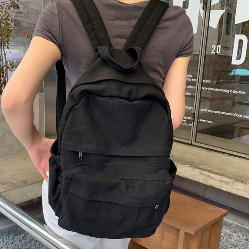 School bag female ins Hong Kong style retro old college student backpack female European and American fashion washed canvas backpack