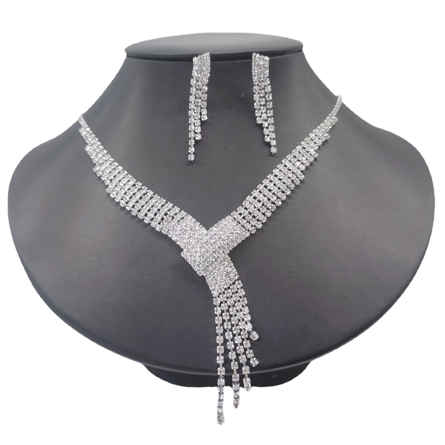 Traje de joyería al por mayor moda ol garra cadena pendientes borla collar pendientes traje joyería de la boda