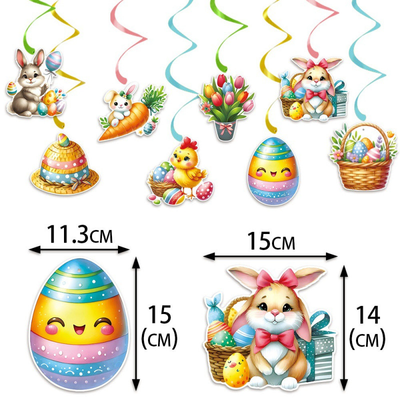 Nuevo banner de fiesta de Pascua espiral Happy Easter banner conejo espiral decoración de conejo de Pascua