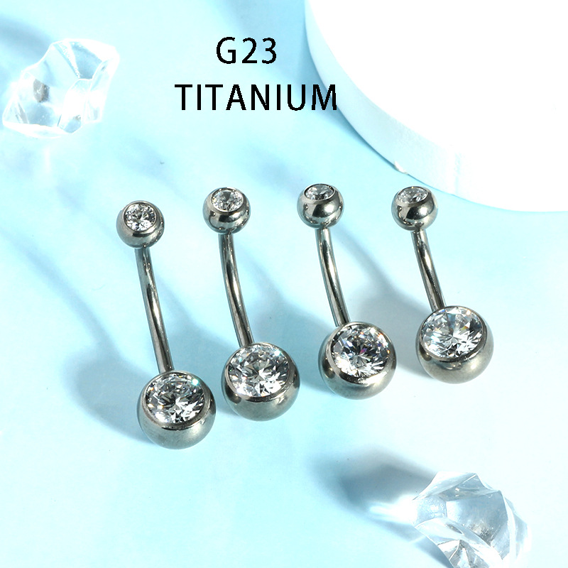Internally Threaded Navel Ring 14G G23 Titanium Belly Button Ring with Zircon Gem detail image 5