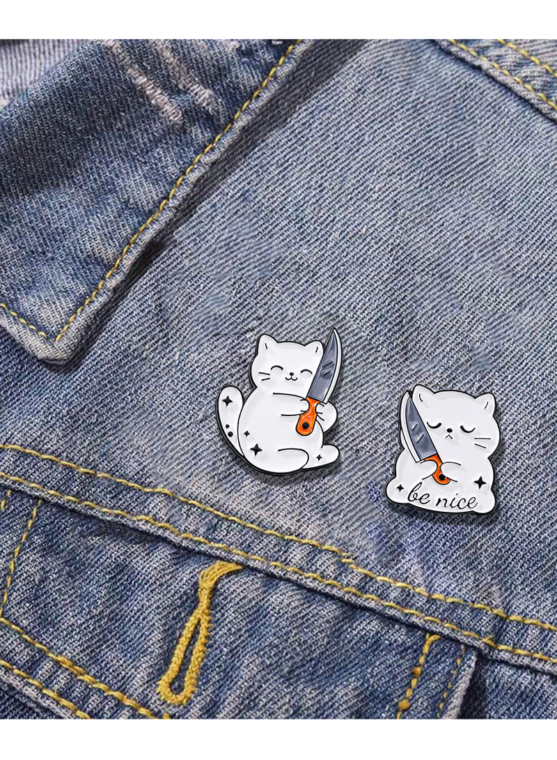 8g Weight Brooches Classification Alloy Material Letter, Cat Pattern Enamel Craft Cartoon Style Cute Sweet Pin Letter Cat Alloy Enamel Unisex Brooches 7