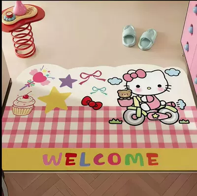 Avtomobil döşəmə paspasları – Bathroom floor mat is water-absorbent - hellokitty-cycling-4060cmupgraded-diatomaceous-mud