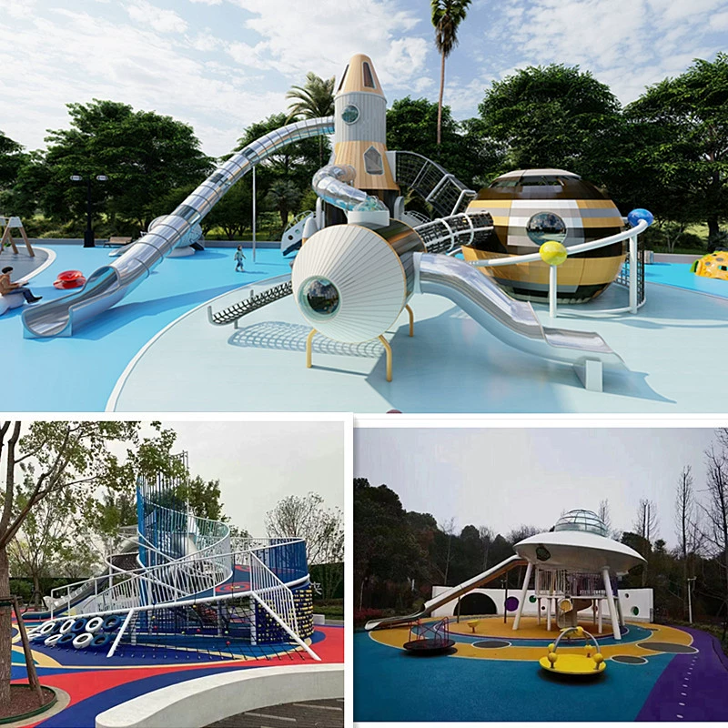 Модульная детская игровая площадка из нержавеющей стали с горкой и сеткой для лазания, нестандартное оборудование для улицы от производителя