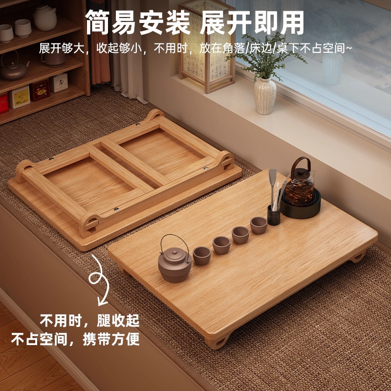 Mesa de escritorio personalizada tabla plegable de madera sólida ventana flotante tabla pequeña mesa de té casera mesa de estudio tatami estante multifuncional