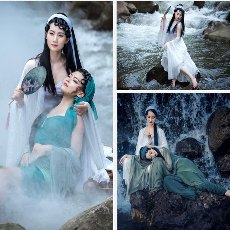 Маленькая зеленая змея Белая змея Ханфу Древний стиль Лучший друг Белая леди Танцевальный костюм Древний танцевальный наряд Костюм для выступления Фото для выступления.