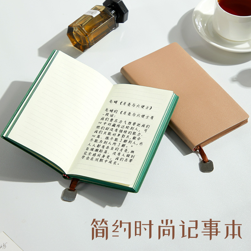 Cuaderno de oficina de negocios de cuero de lichi a6 con logotipo impreso, cuaderno de estudiante de superficie suave compacto y portátil