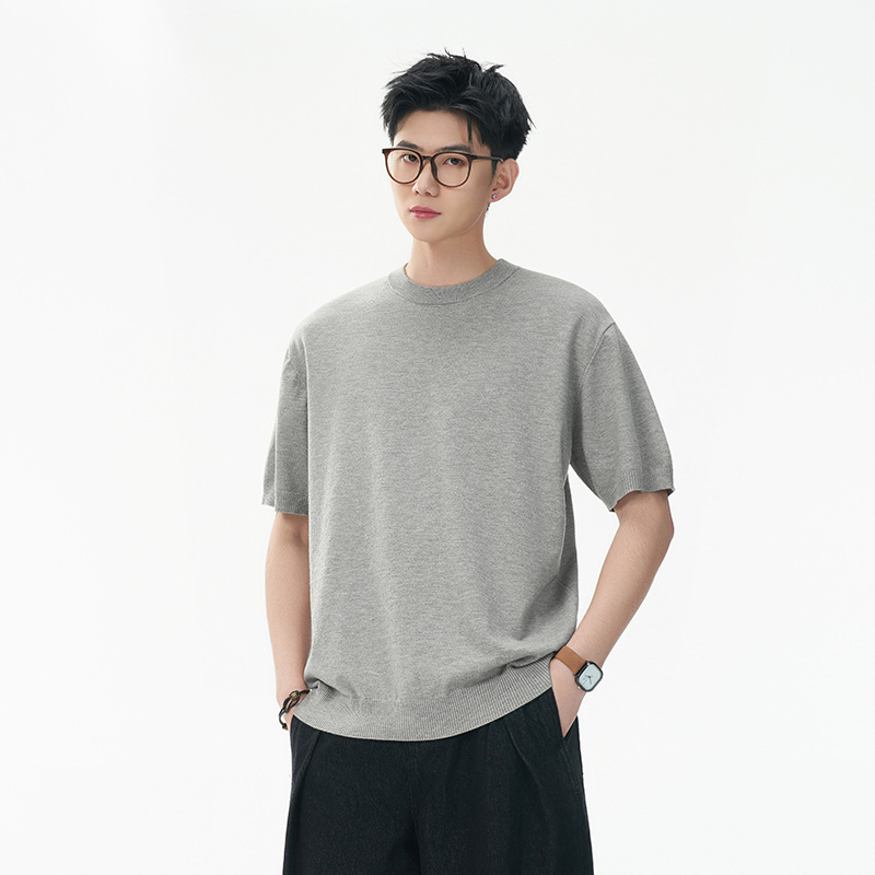 ZY8103C-MM通勤百搭夏季时尚简约T恤美式纯色圆领针织短袖，男装针织衫/毛衣，星座614