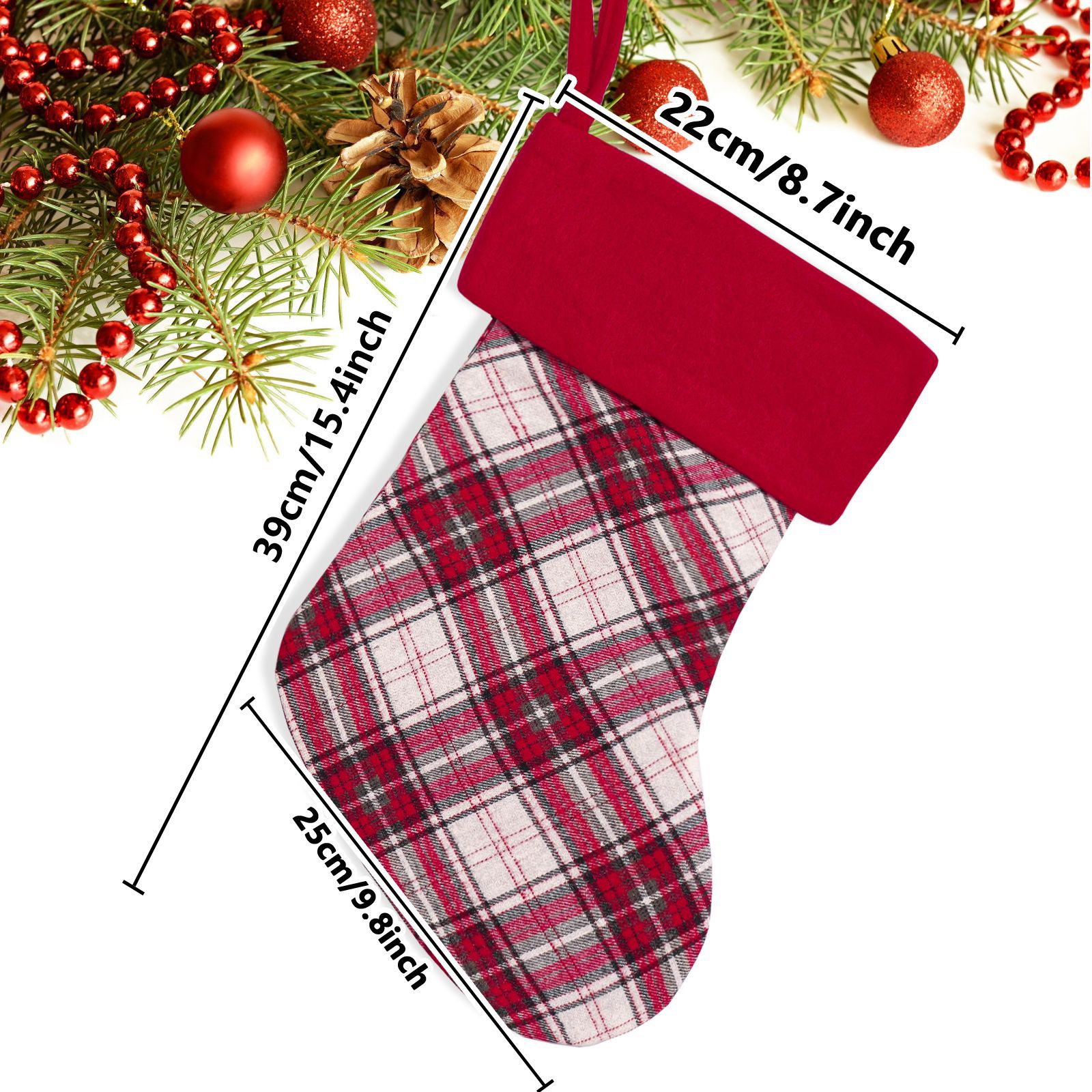 Navidad transfronteriza cuadrada calcetines rojas de Navidad encantadoras creativas Navidad decoración de árboles colgantes bolsas de regalo