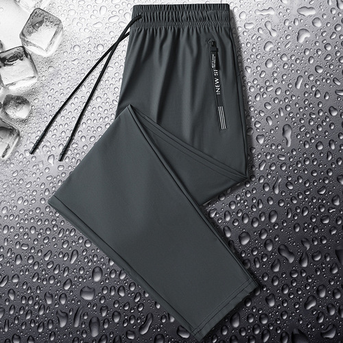 Ice silk casual pants men's summer thin elastic quick-drying sweatpants trend all-matching men's pants manufacturers wholesale