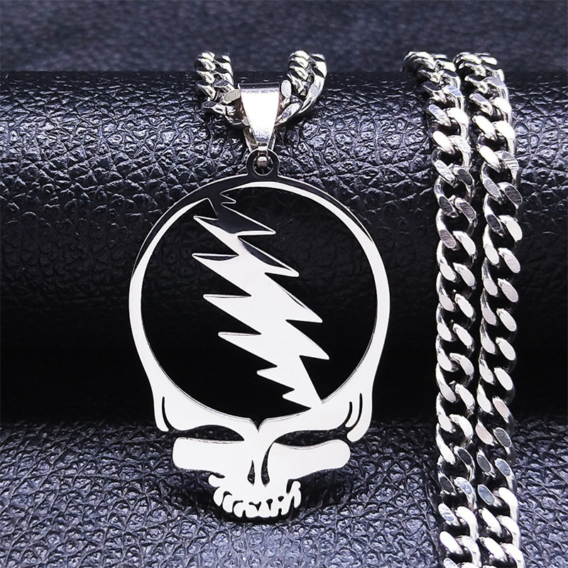 Cross-Border European Stainless Steel Thanksgiving Dead Band Skull Necklace Men's Steel Necklace Jewelry Pendant