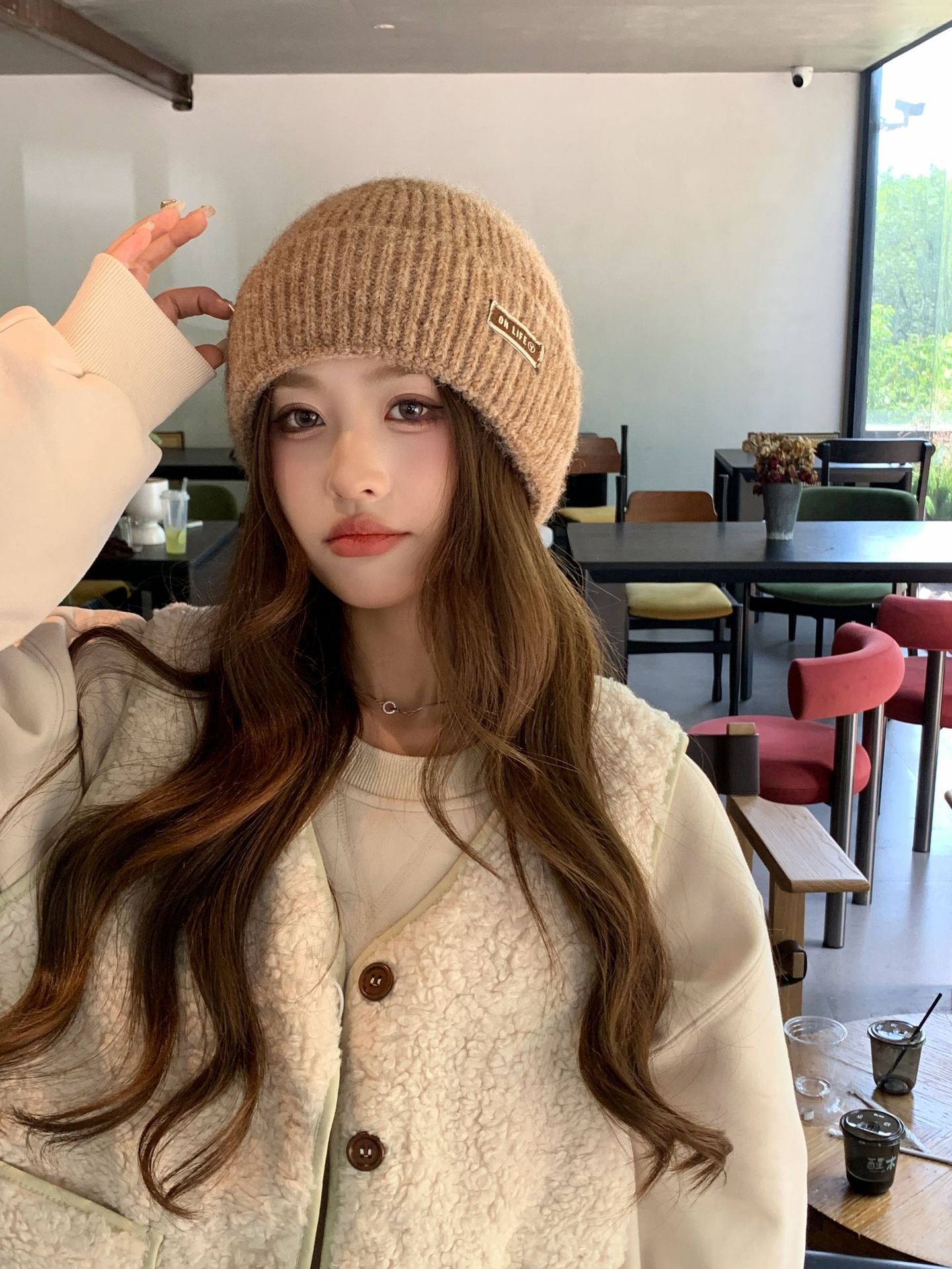 Solid Color Large Head Circumferece Face Slimmig Postpartum Autum Witer Fleece Lied Cold Thick Kitted Hat For_voghion.com