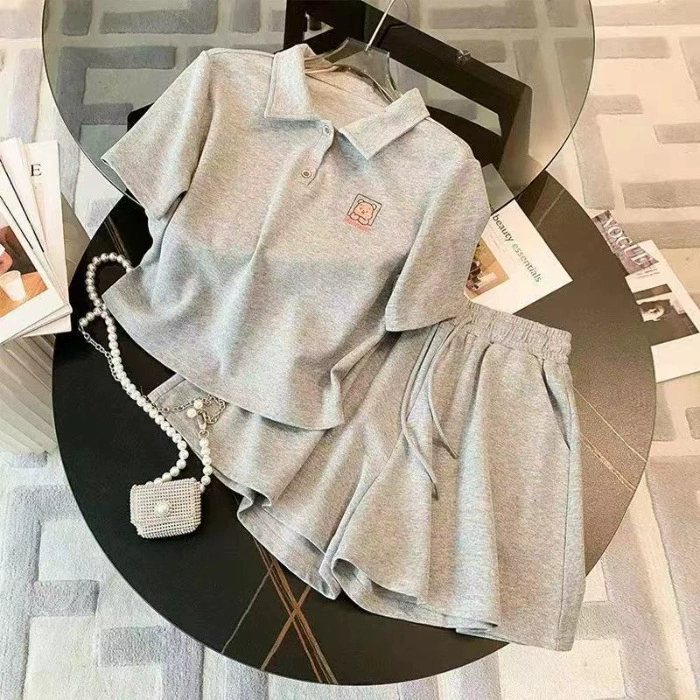Комплект, Cartoon sports polo, для тинейджеров, с коротким рукавом, западный стиль