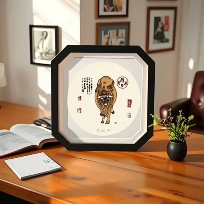 Новая круглая картина с пятью коровами в китайском стиле, традиционная китайская живопись для украшения офиса, входа, гостиной, настенного искусства в коридоре, переворачивающего мир наизнанку.