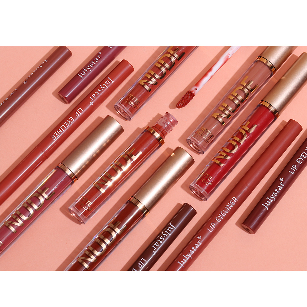 Julystar Makeup bestseller Non-stick cup mouth red pen Cross-border European and American waterproof long-lasting matte lip gloss lip liner pen undefined