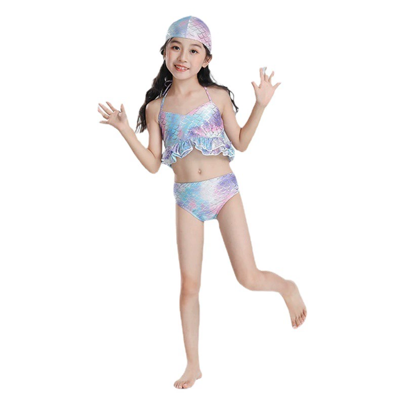 Новая одежда русалки Одежда для плавания для девочек Бикини для девочек Детский костюм принцессы Набор из четырех предметов принцессы