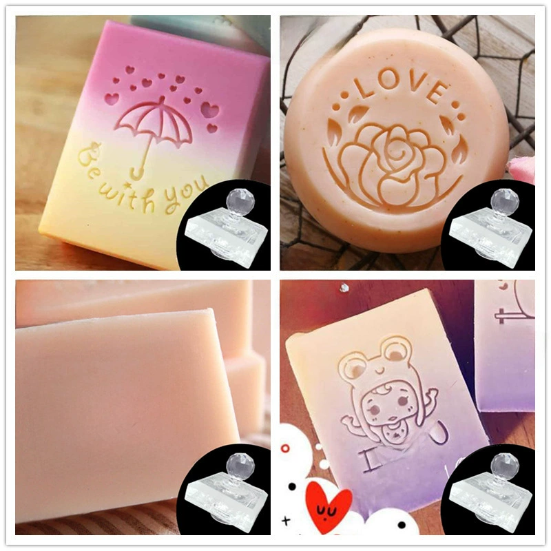 Acrylic handmade soap for St. Valentine's Day, seal, organic handle, oil