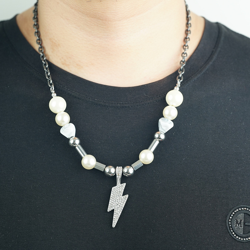 European and American Foreign Trade Amazon Wholesale Bagura Men's Lightning Necklace Skull Joker Neutral Necklace Accessories